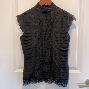 Margaux by Renee Dumarr black lace sleeveless top, size M